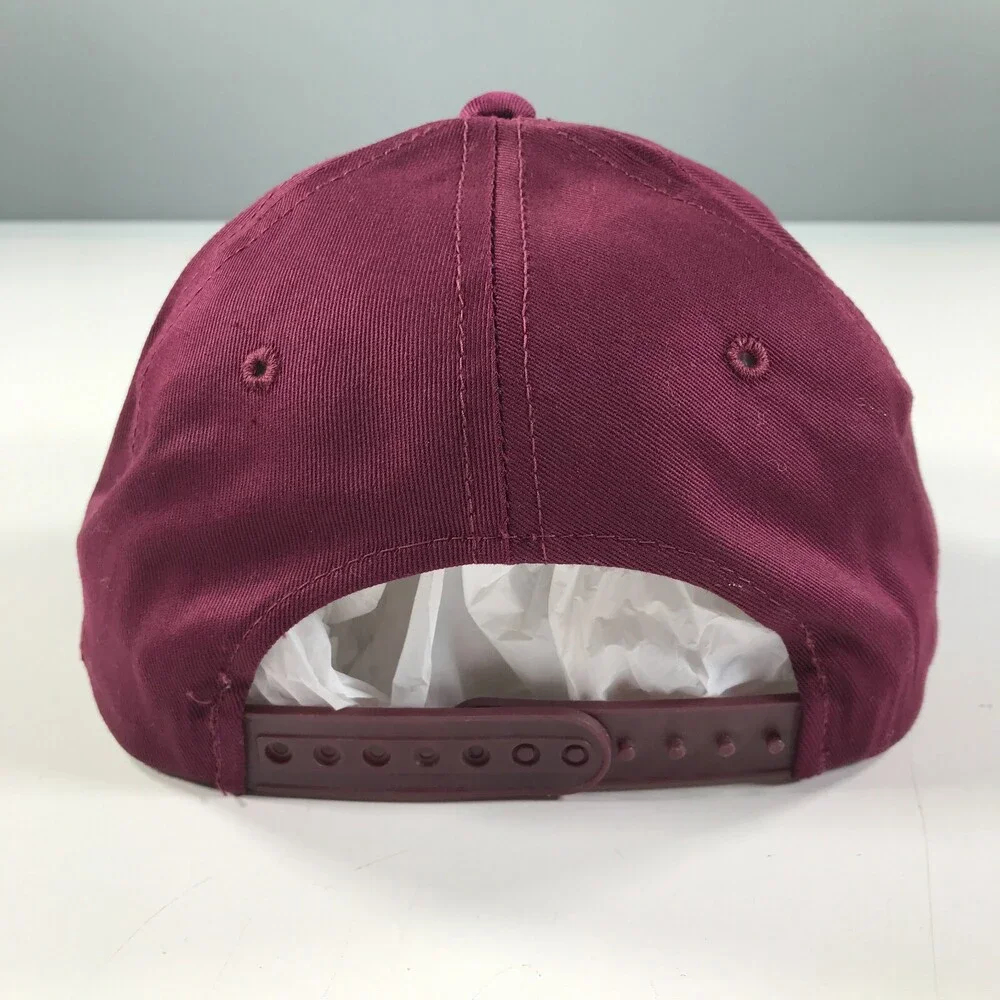 Vintage Snapback Hat Youth Size Dark Red Burgundy Flat Brim Kudzu YoungAn